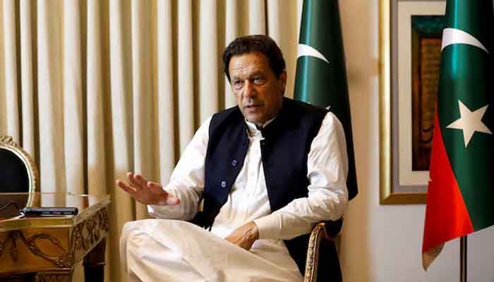 The former Pakistani prime minister, Imran Khan, speaks with Reuters during an interview, in Lahore, Pakistan, on March 17, 2023. - Reuters