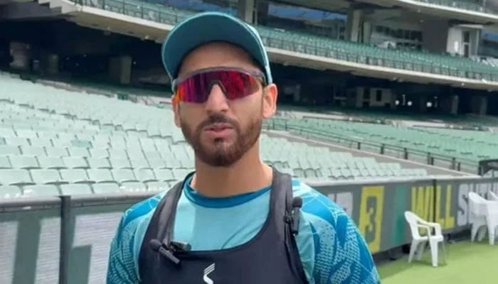 The ViceCapitan of the Ball White-Ball team in Pakistan, Salman Ali Agha, addressing the media at the Melbourne Cricket Ground (MCG). - Reporter