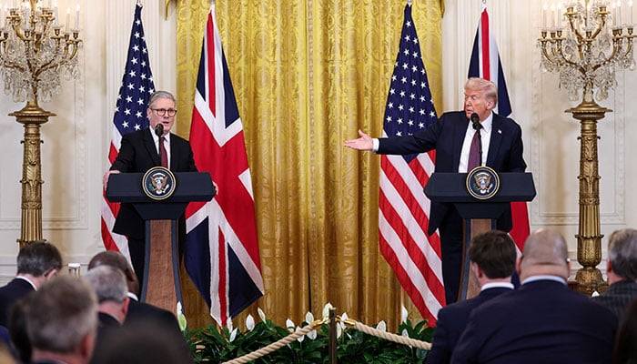 The president of the United States, Donald Trump, and the British Prime Minister, Keir Starmer, attend a press conference at the White House in Washington, DC, USA UU., February 27, 2025. - Reuters