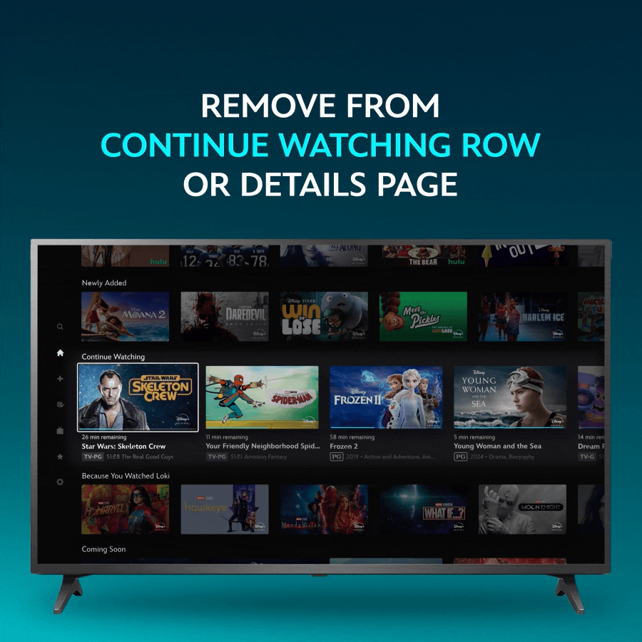 Eliminate the content of your Disney+ continues to see the row on a TV or the details page for whatever you are watching.