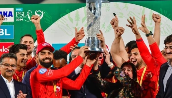 Islamabad United celebrates its victory in the PSL final. - AFP/file