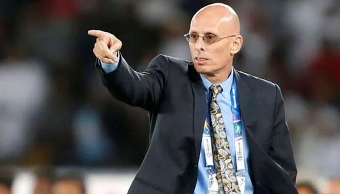 Pakistan male soccer chief coach Stephen Constantine Gesturing during a match. - AFP/file