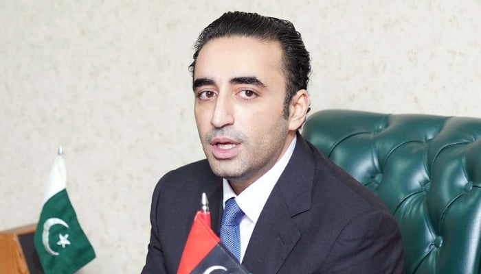 The president of PPP, Bilawal Bhutto Zardari addresses people from the media during the press conference, in his National Assembly House in Islamabad on Tuesday, March 11, 2025. - PPI