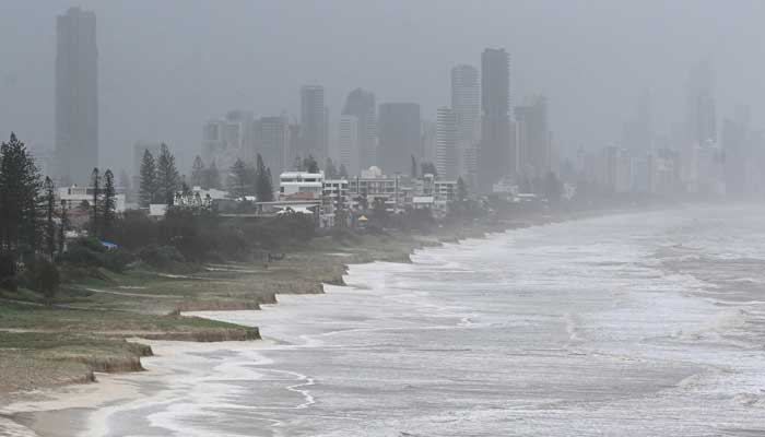 A beach damaged a beach is seen after heavy rains and winds caused by Ciclón Alfred in Gold Coast, Australia, March 8, 2025. - Reuters