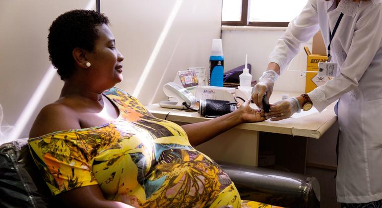 A pregnant and diabetic woman in Bay, Brazil. A pregnant and diabetic woman in Bay, Brazil.