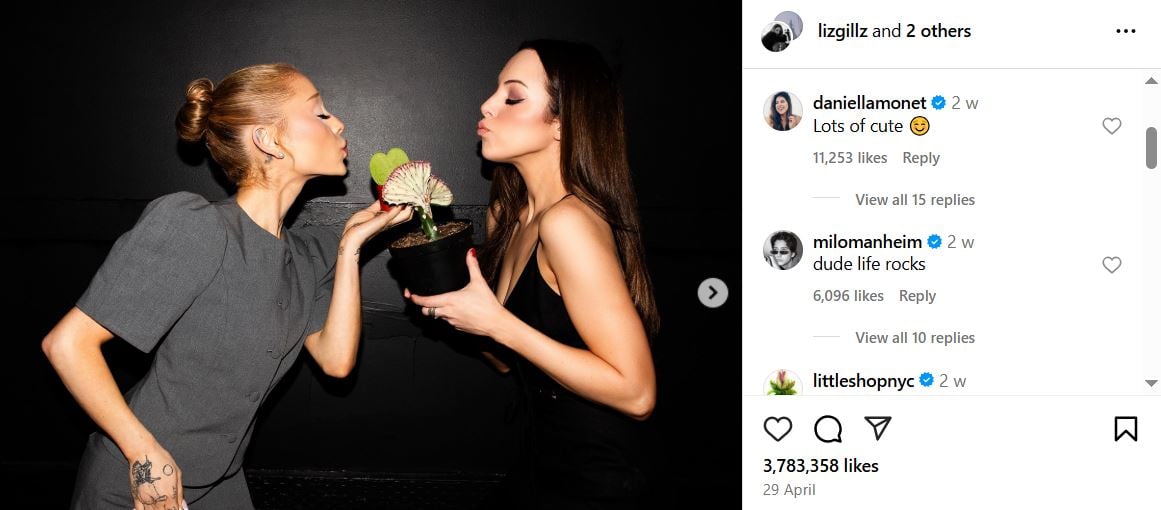 Ariana Grande, Liz Gillies get praise from Milo Manheim