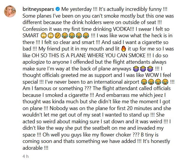 Britney Spears breaks silence post airplan controversy