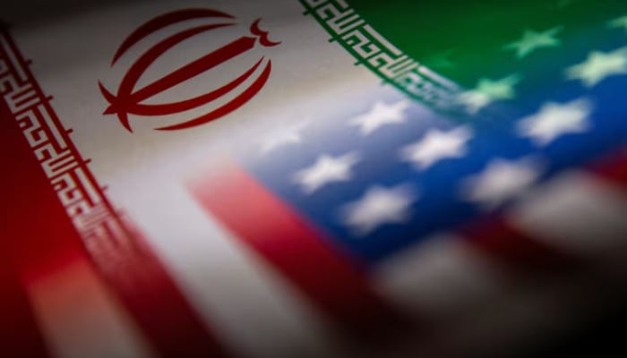 The flags of Irans and the US are printed on paper in this illustration taken on January 27, 2022.