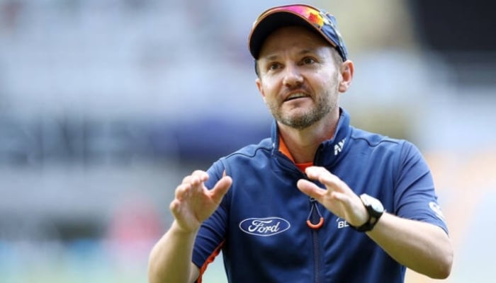 New Zealand coach Mike Hesson, gestures before the one-day's Crickt International match between New Zealand and South Africa in Eden Park in Auckland on March 4, 2017.-AFP