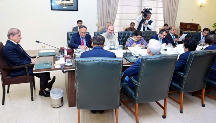 Prime Minister Shehbaz Sharif presides over a meeting on the preparation of the Federal Budget 2025-26 on May 9, 2025.-Epp