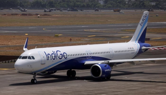 A TAXIS OF PASSENGER AIRCLES Airlines in the asphalt at the Chhatrapati Shivaji International Airport in Mumbai, India, May 29, 2023. - Reuters