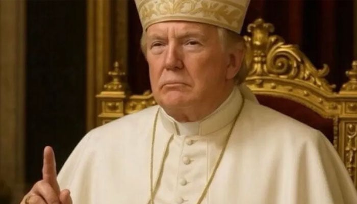 An image generated by the AI of President Donald Trump dressed as Pope in this image was related on May 3, 2025.-Truth Social@RealdonaldTrump