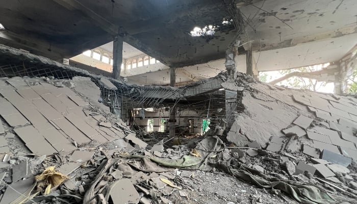 A general view of a damaged portion of a mosque, after it was beaten by an Indian strike, in Muridke, near Lahore, on May 7, 2025. - Reuters