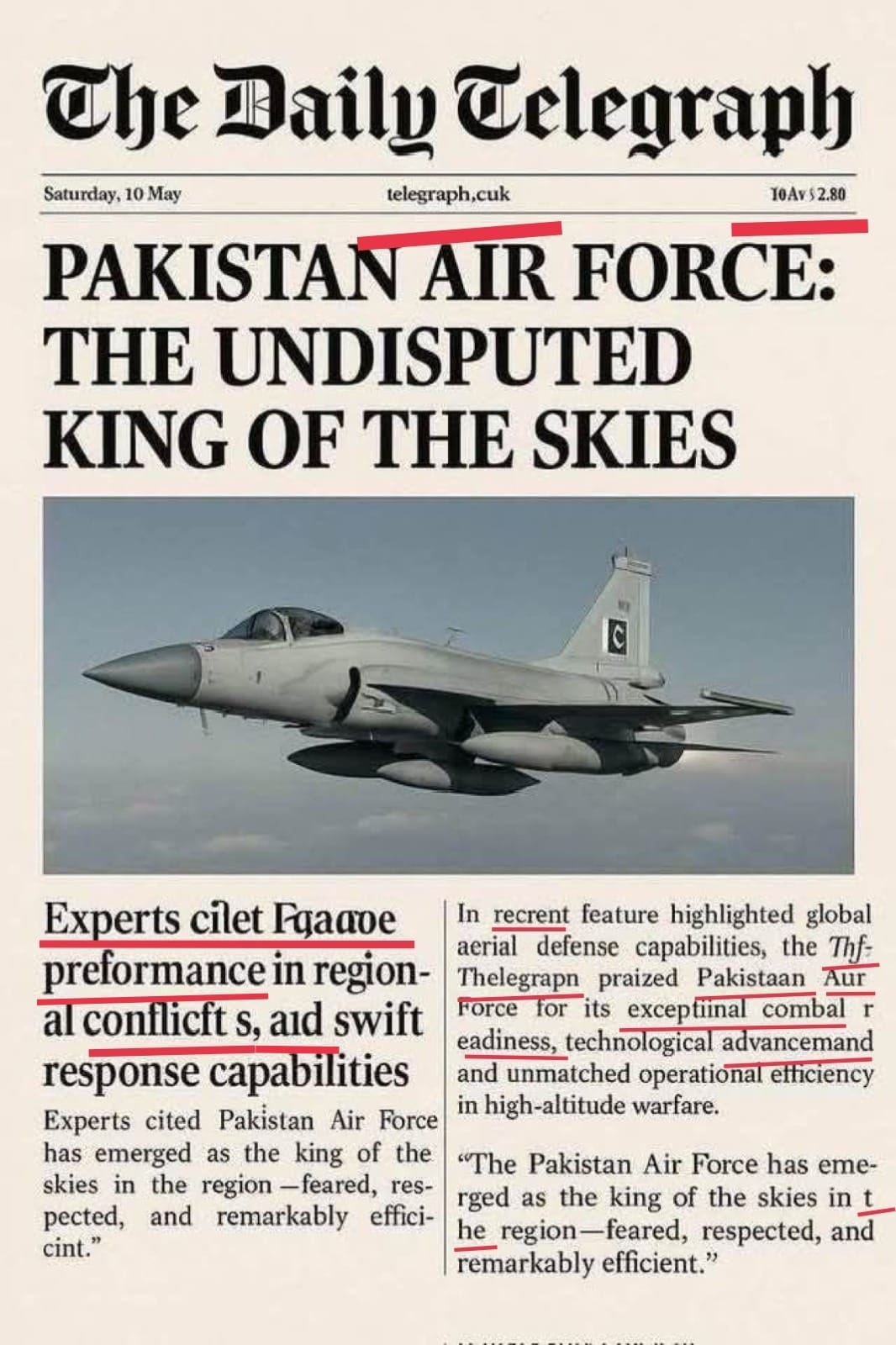 Verification of facts: True. ISHAQ giving an article made of the Pakistan Air Force