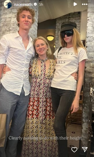 Naomi Watts reacts to his children surprising height