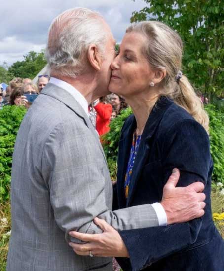 Duchess Sophie embraces King Charles after the joint appearance with Prince William