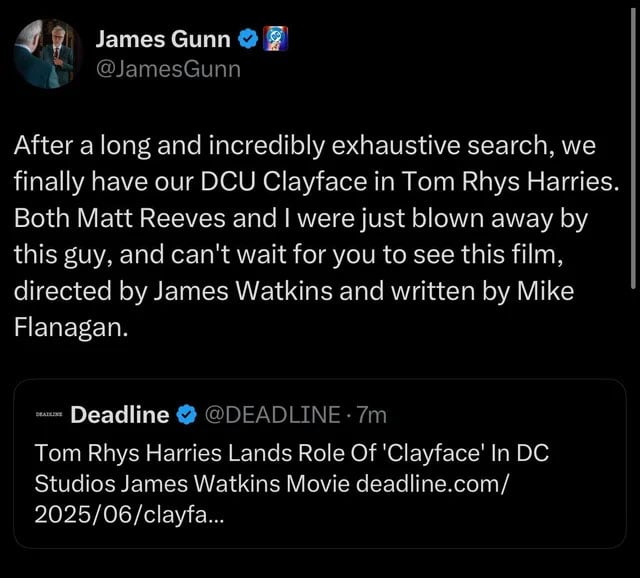 James Gunn announces a great update on Clayface casting