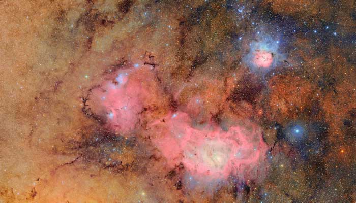The trifid nebula and the nebula of the lagoon, stellar nurseries within our Milky Way, are seen in unprecedented detail. - Vera C Rubin/AFP Observatory