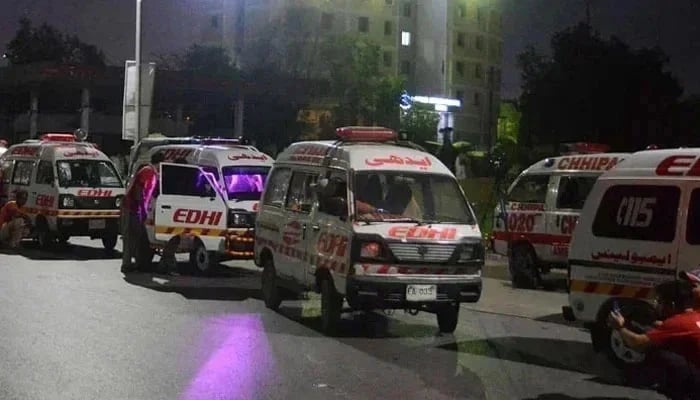 You can see several EDHI ambulances in this image without date. - AFP/file