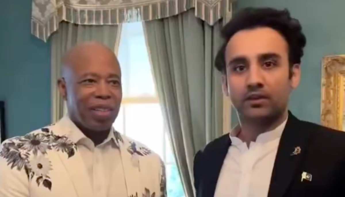 Minister of State for Crypto and Blockin Bin Saqib (right) with the mayor of New York City, Eric Adams, in New York City on June 6, 2025. - X/@Cryptocouncilpk