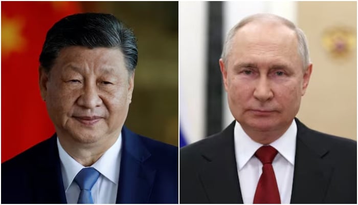 The collage of images that shows the Chinese president Xi Jinping (left) and the Russian president Vladimir Putin. - Reuters/file