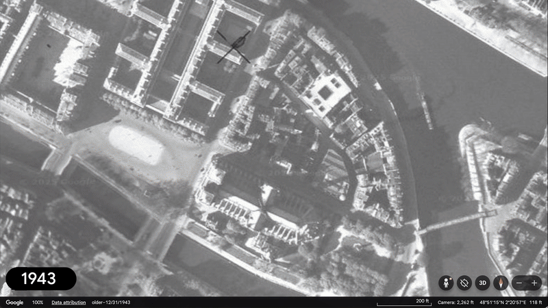 A time period of the Notre Dame Cathedral through the Google Earth years
