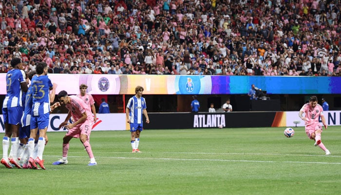 Lionel Messi #10 of Inter Miami CF scores the second goal of the team during the game of the group A of the FIFA 2025 Club Cup between the Miami International CF and the FC Porto at the Mercedes-Benz stadium on June 19, 2025 in Atlanta, Georgia. - AFP