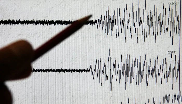 A measurement scale of the earthquake that reads the intensity of an earthquake in this image. - X/@AFP/File