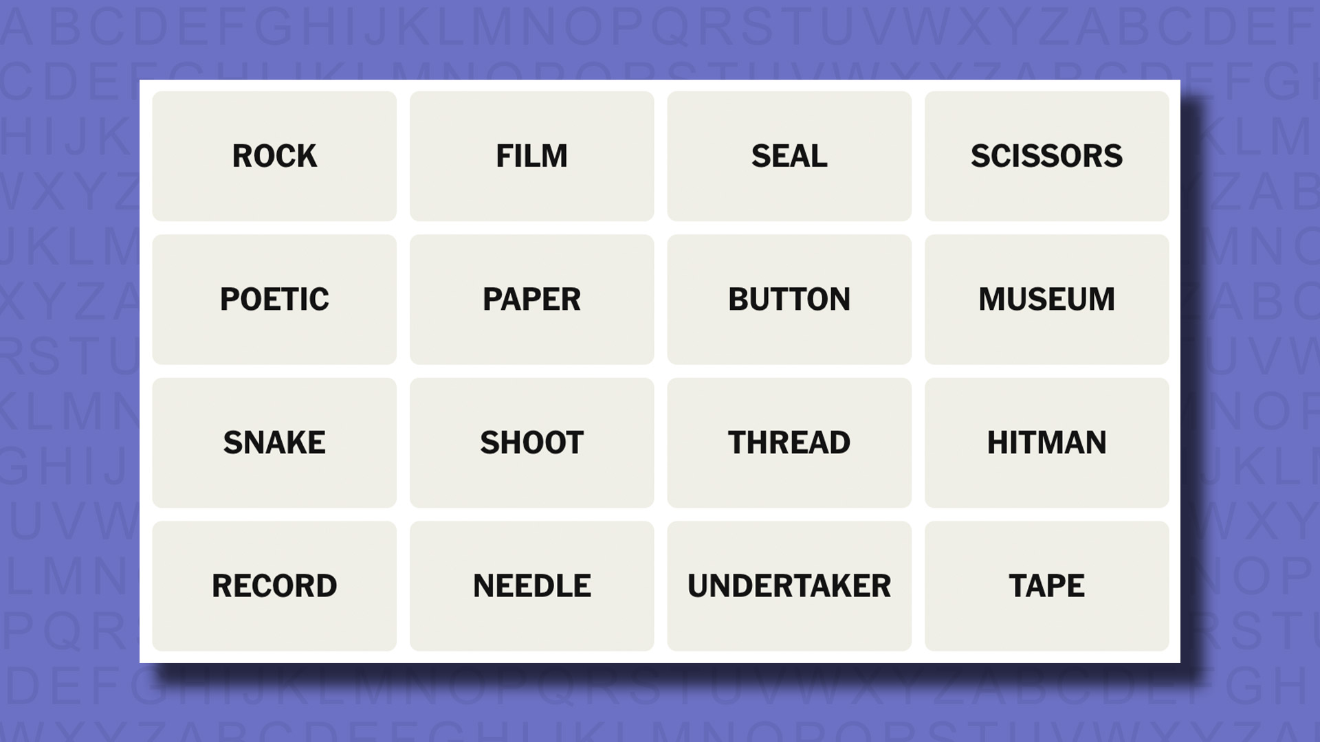 NYT Connections suggests game 740 on a purple background