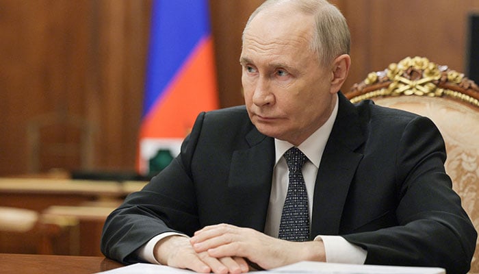 The president of Russias, Vladimir Putin, attends a meeting with the CEO of the state corporation Rostec Sergei Chemezov in Moscow, Russia, June 17, 2025. - Reuters
