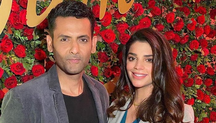 Sanam Saeed (right) and Mohib Mirza. - Facebook/Showbizbuzzo forms