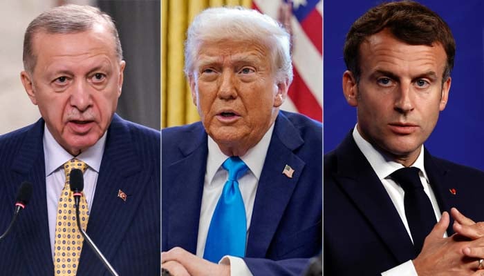 (From left to right) Turkish President Tayyip Erdogan, the president of the United States, Donald Trump, French president Emmanuel Macron. - Reuters/file