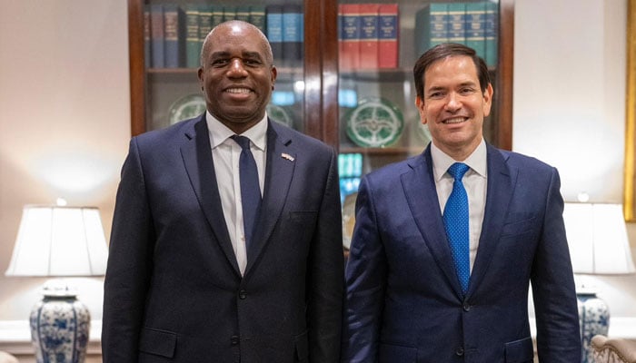 British Foreign Secretary David Lammy (left) meets the United States Secretary of State, Marco Rubio, in Washington, on June 19, 2025. - X