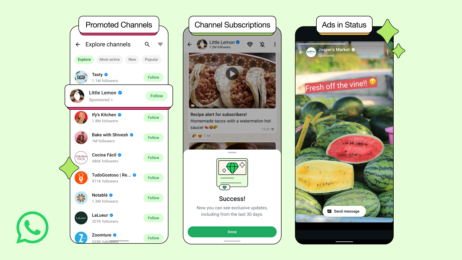 The new WhatsApp ads on phone screens