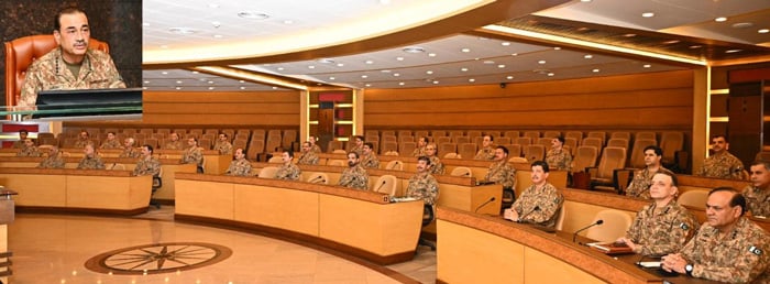 The Syed Campo Mariscal also Munir, head of the Army personnel, presides over the Body Commanders Conference 271 (CCC) at the General Headquarters (GHQ) in Rawalpindi, on July 10, 2025. - ISPR