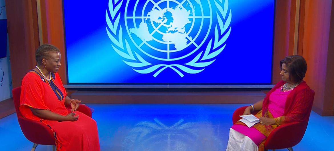 Dr. Natalia Kanem, head of the United Nations Population Fund (left) speaks with the UN Deputy Director and the media Mita Hosali. Dr. Natalia Kanem, head of the United Nations Population Fund (left) speaks with the UN Deputy Director and the media Mita Hosali.