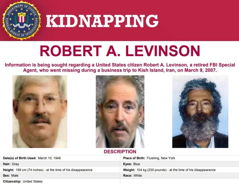 Special agent poster Robert A Levinson. - FBI