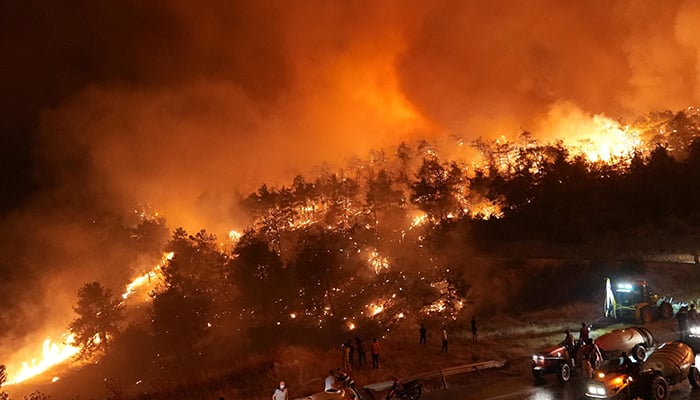 A general view of a forest fire in Gursu in the province of Bursa del Norwest, Türkiye, July 27, 2025. - Reuters