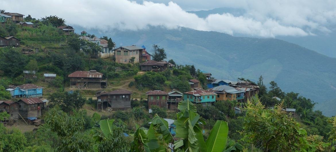 Hakha, the capital of the state of Chin in Myanmar. Hakha, the capital of the state of Chin in Myanmar.