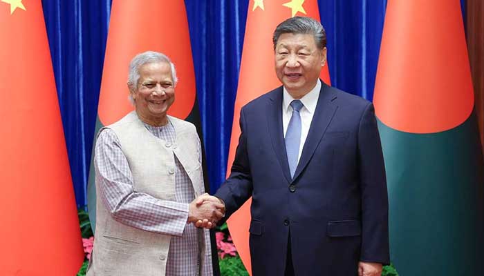 The Chinese president, Xi Jinping, met with the main advisor Muhammad Yunus of the Interim Government of Bangladesh on March 28, 2025. - Chinese Foreign Ministry of Affairs