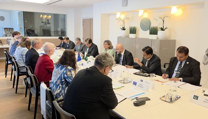 Foreign Secretary, Ambassador Amna Baloch led ????????? Delegation in the tenth political dialogue of Pakistan and that is held today in Brussels on July 17, 2025.