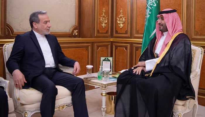 Saudi heir prince Mohammed Bin Salman meets Iranian Foreign Minister Abbas Araghchi in Jeddah, Saudi Arabia, July 8, 2025. - Reuters