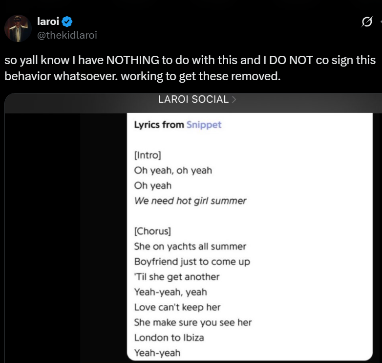 The Laroi boy establishes record on the slander tweets against Tate McRAe
