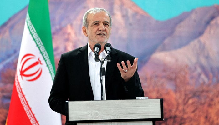Iranian President Masoud Peeshkian speaks during a meeting in Ilam, Iran, June 12, 2025. - Reuters
