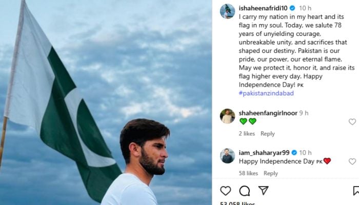 Shaheen Aphridis Post to mark Independence Day 2025. - Instagram/@ishaheenafridi10