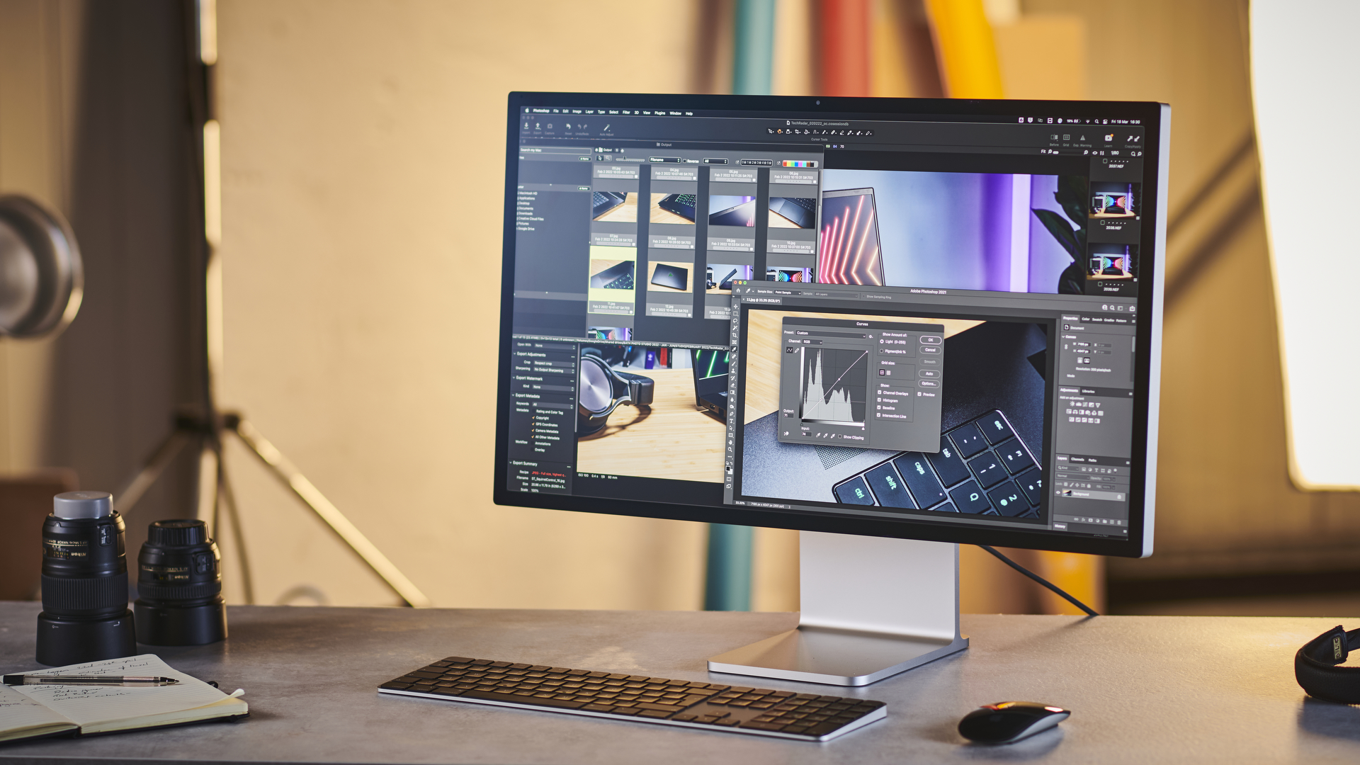 Study screen in a photographic studio
