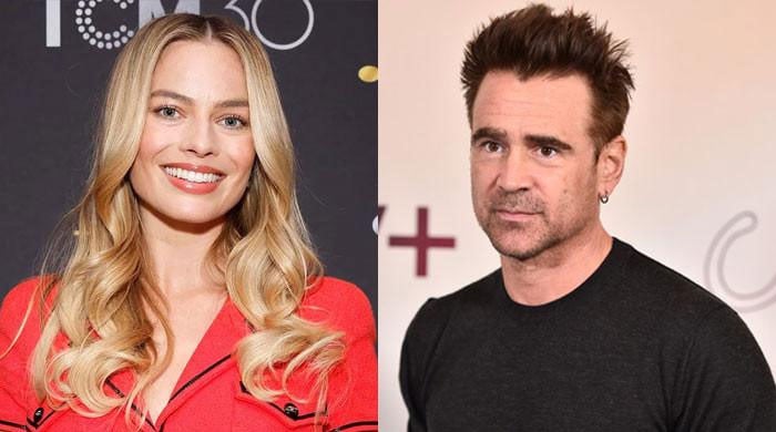 Colin Farrell sprouts on the side of Margot Robbie's screen in the new project