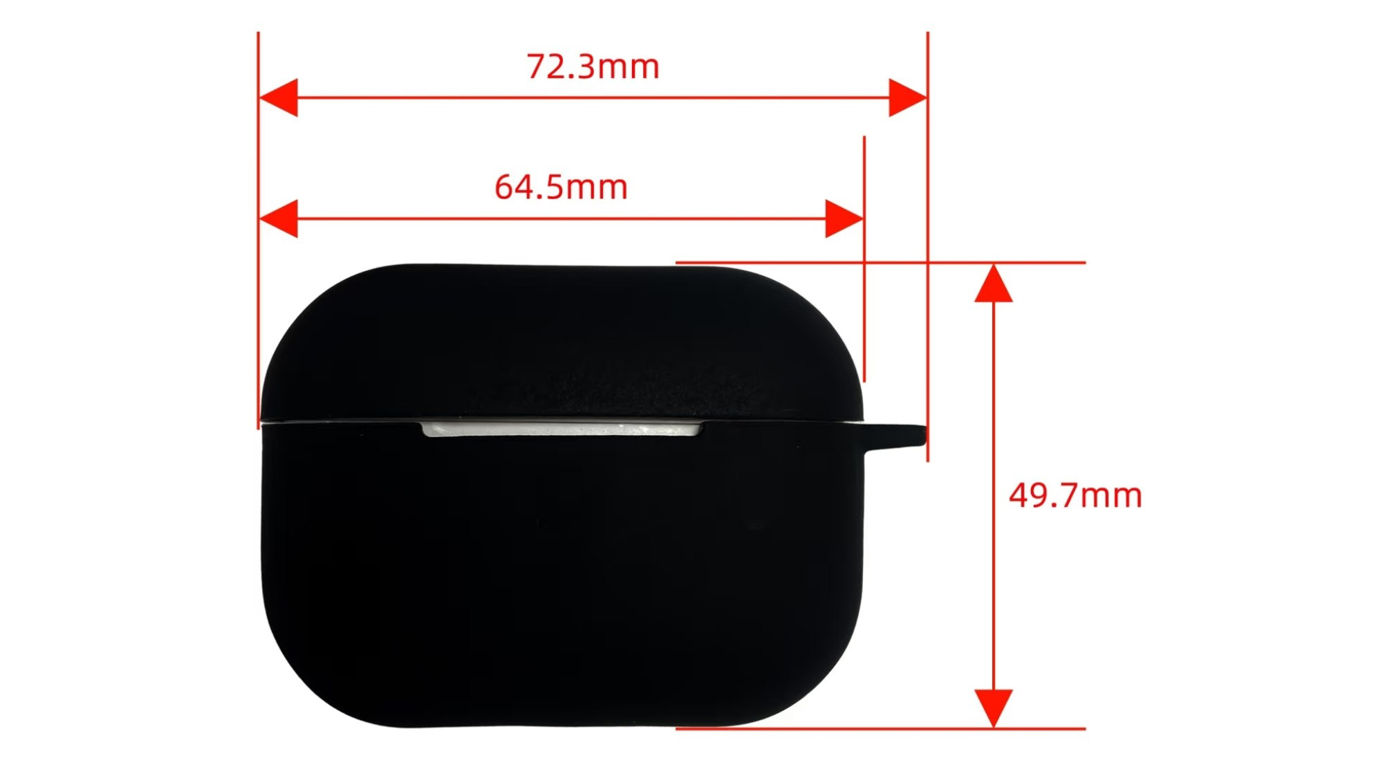 A diagram that shows an alleged case for Airpods Pro 3, with dimensions for width and listed height