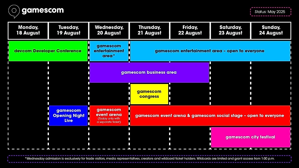 The official Gamescom 2025 schedule.