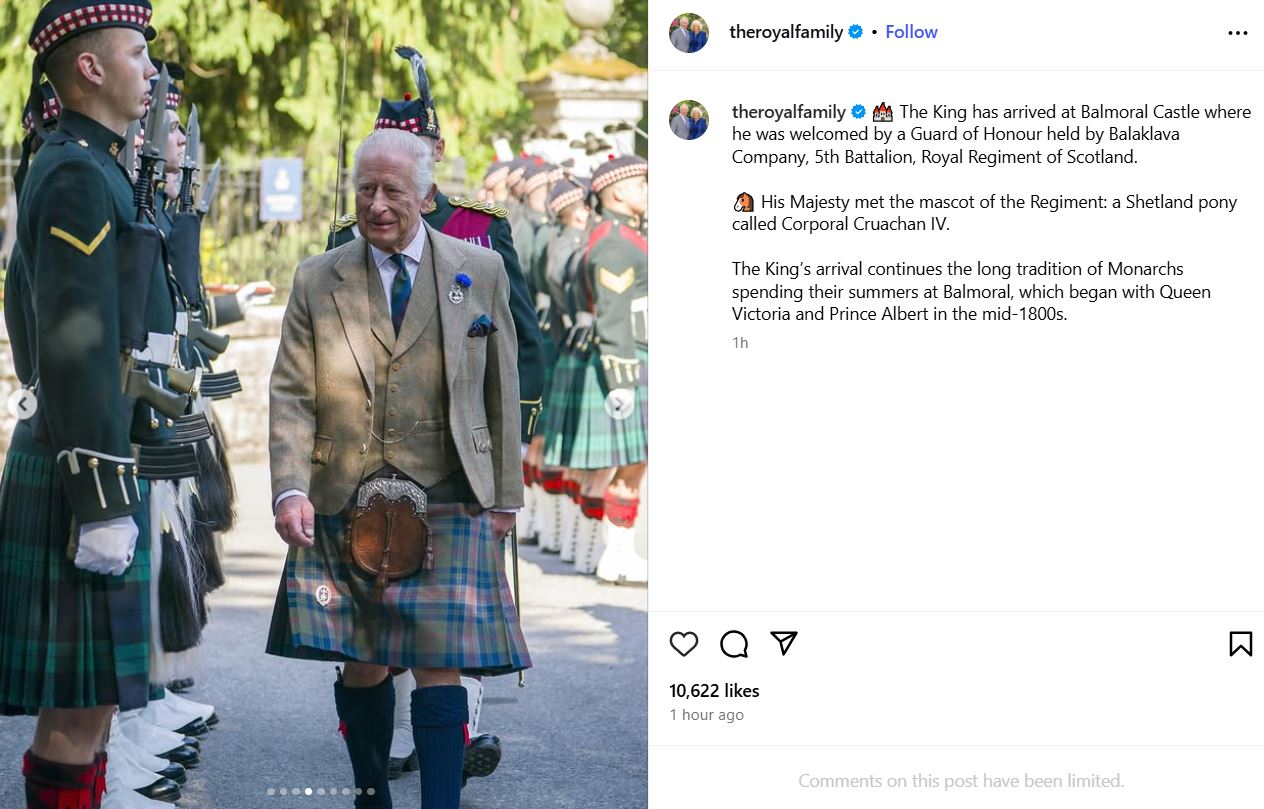 King Charles receives a warm welcome at Balmoral Castle
